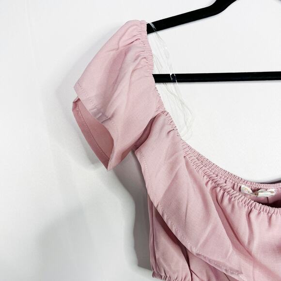 Cloud Ten Pink Lilac Off The Shoulder Top & Ruffled Shorts 2 Piece Set Small S - Picture 13 of 13